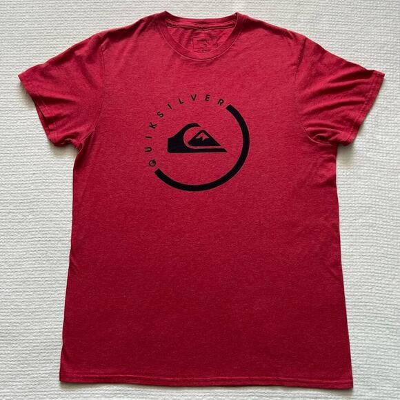 Quiksilver Graphic Tee Medium M Coral Red Short Sleeve Circle Logo - Picture 1 of 7